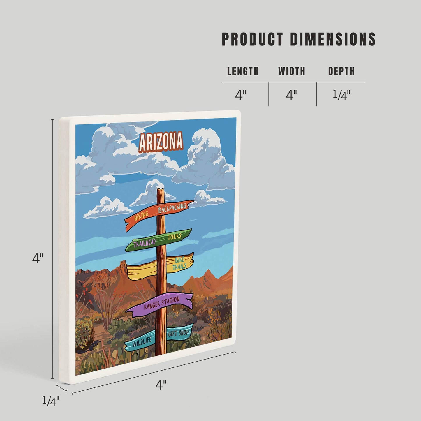 CERAMIC COASTER Arizona, Signpost, Desert