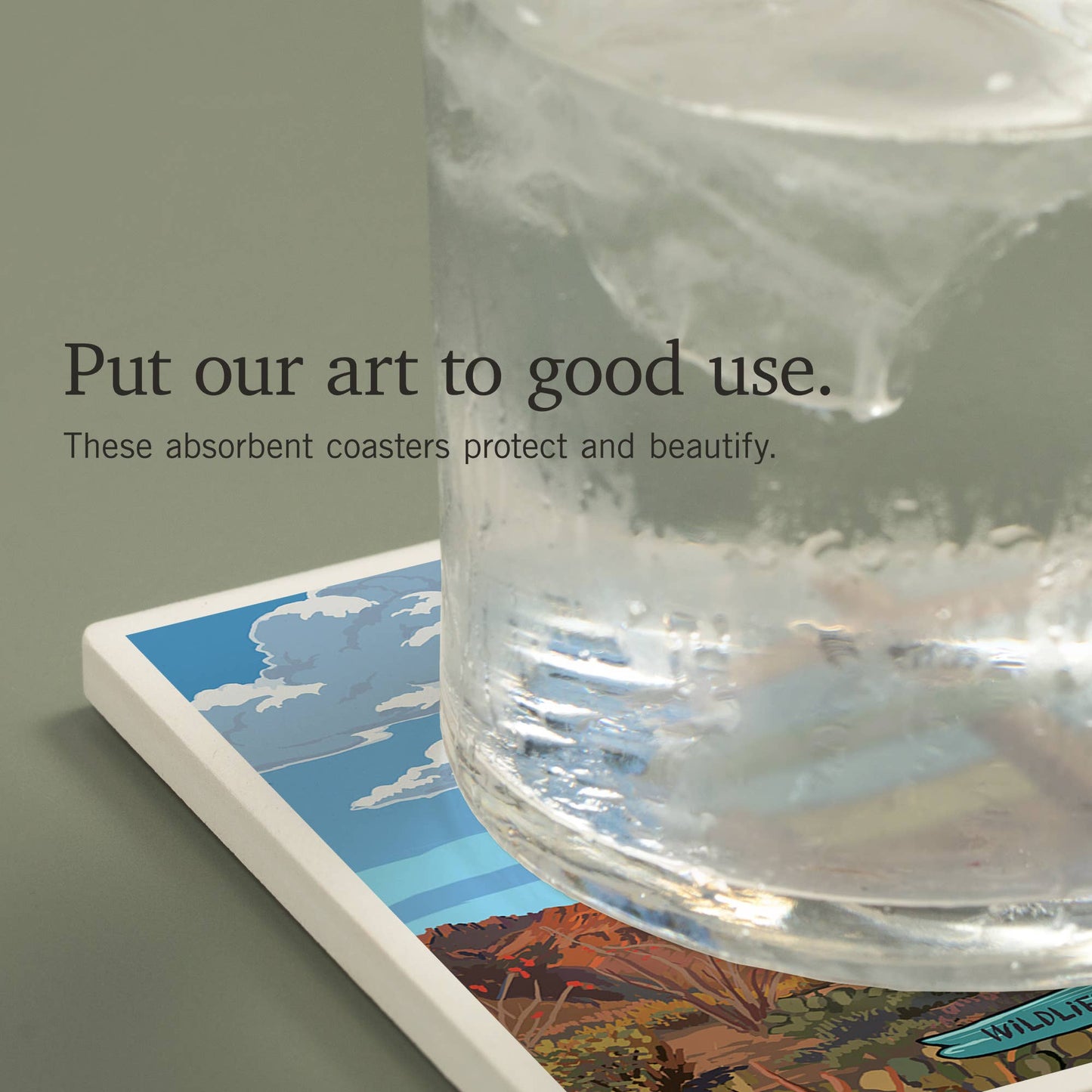 CERAMIC COASTER Arizona, Signpost, Desert