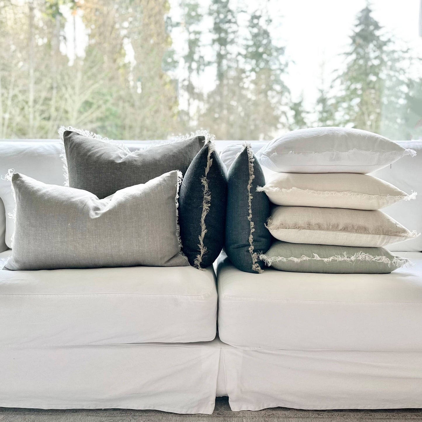Fringe Pillow Covers: Stone / 26 x 26