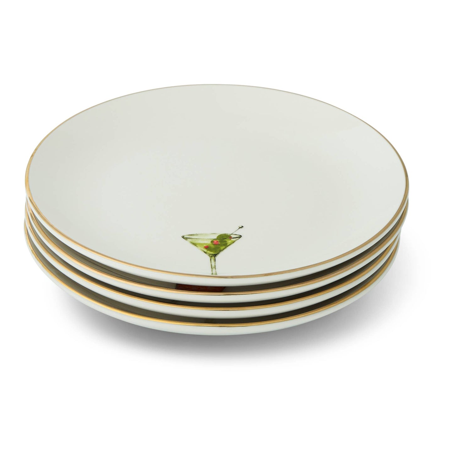 4pk 6" Gold Rim Plates - Classic Cocktails