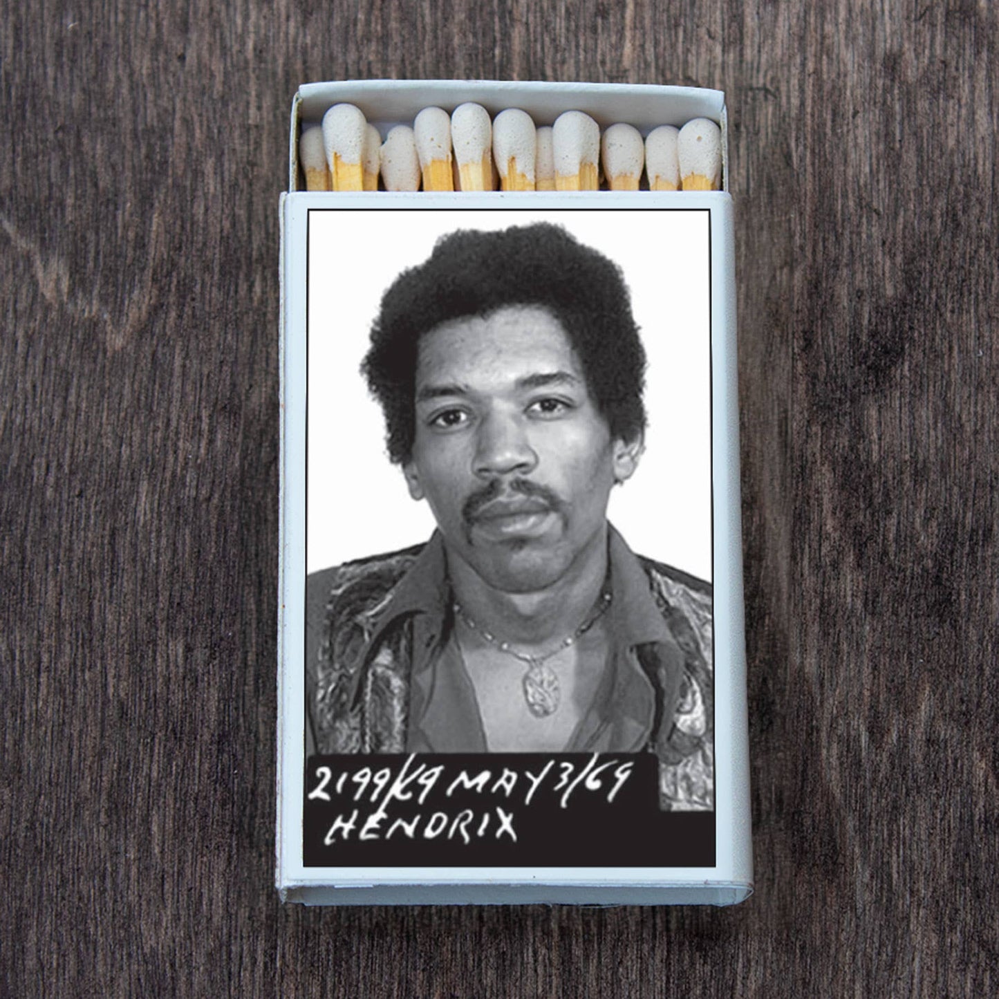 Jimi Hendrix Mug Shot Matchbox • Matches • Candle Acc