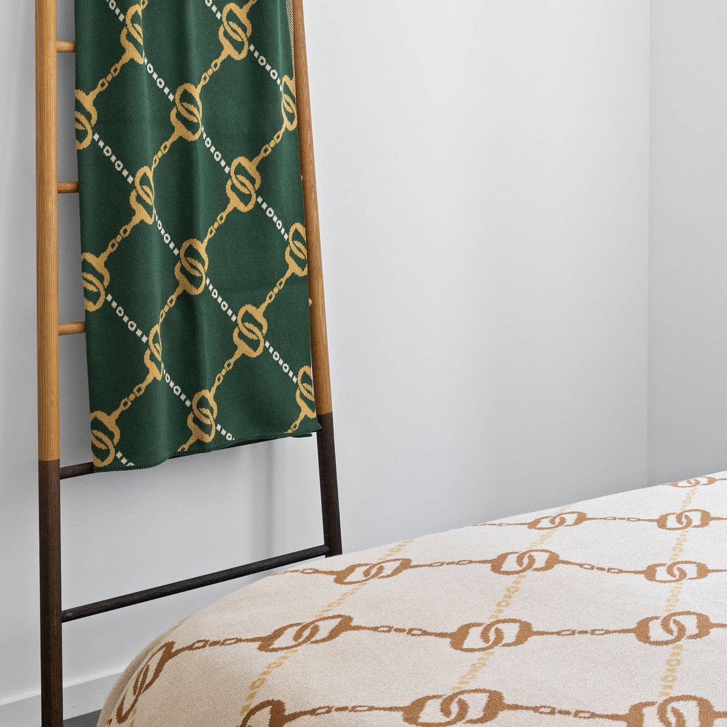 Equestrian House of Bits Throw Blanket: Hunter/Straw/Flax