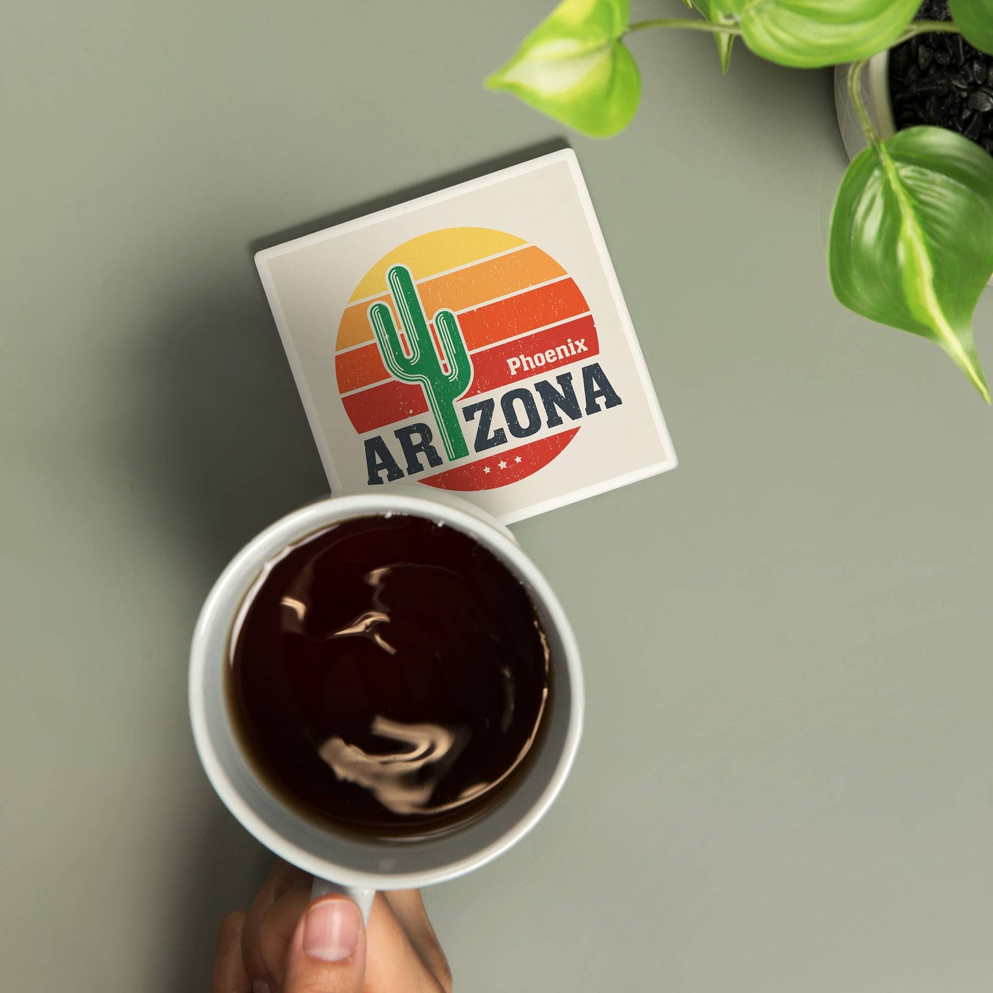 CERAMIC COASTER Phoenix, Arizona, Sun & Cactus