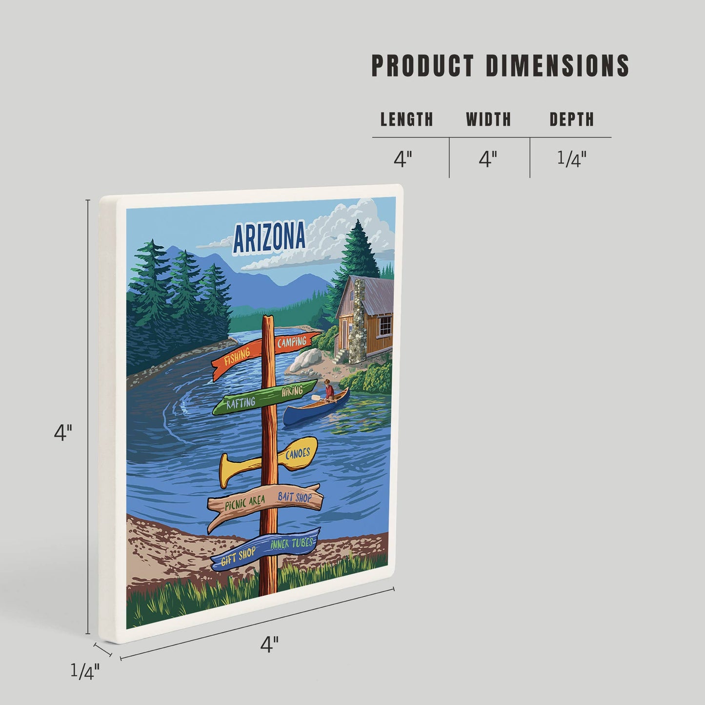 CERAMIC COASTER Arizona, Signpost, River
