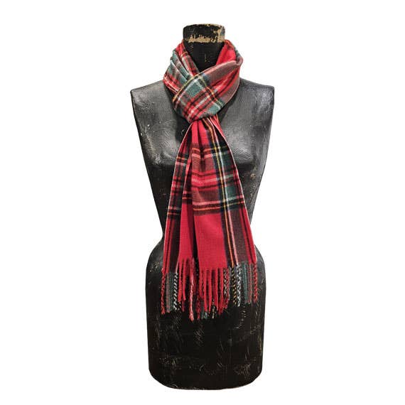 Tartan Plaid Cashmere Touch Muffler scarf with fringe