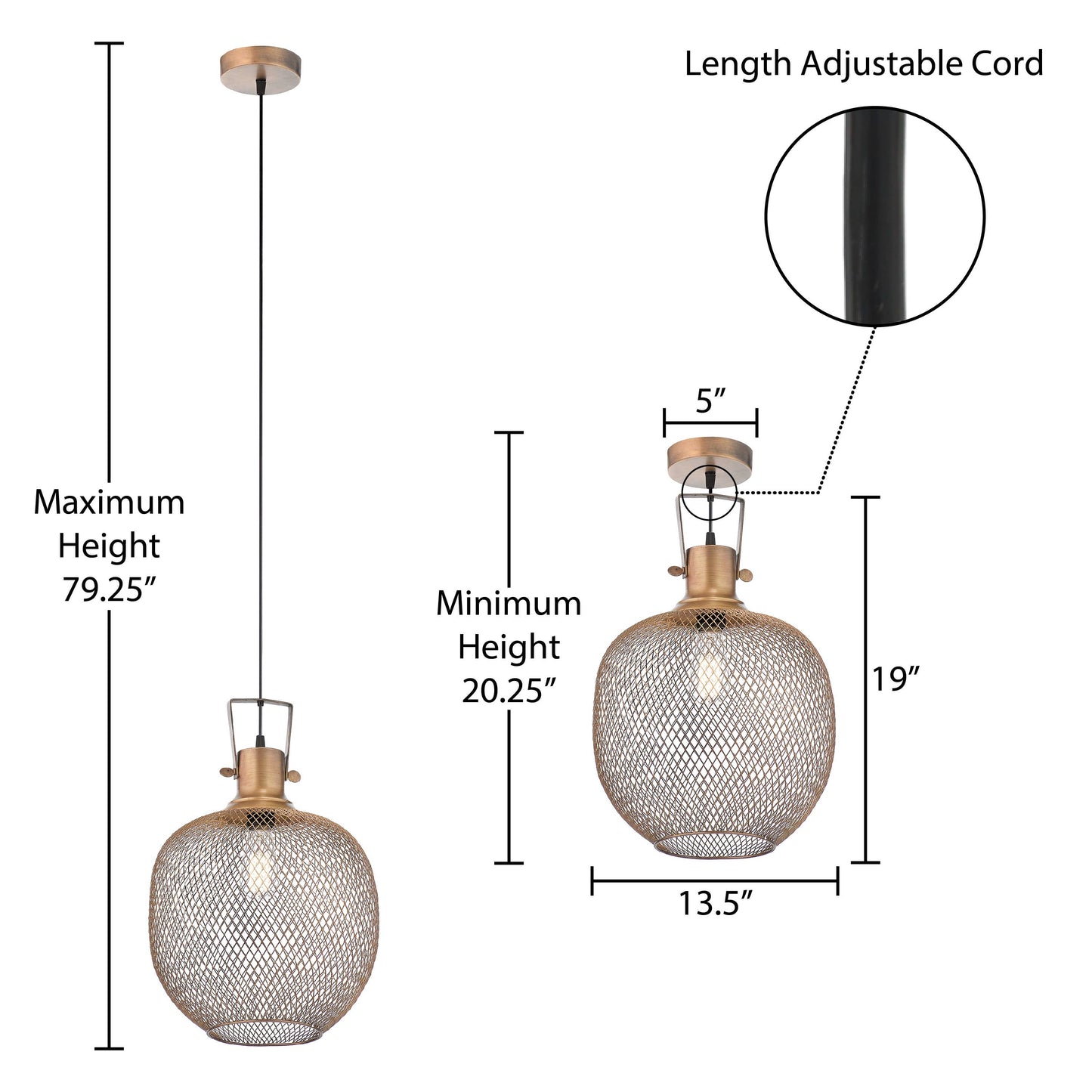 13.5"H Kellem Handcrafted Brass Mesh Pendant Lamp