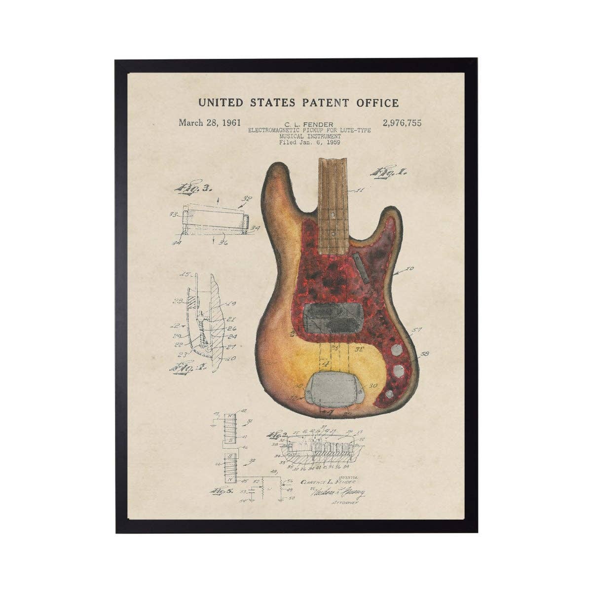 Watercolor Fender Guitar Patent