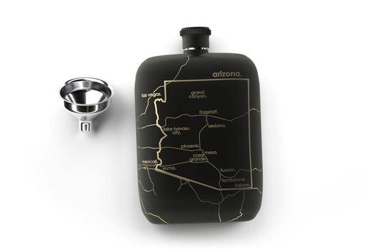 Arizona - State Map - Pocket Flask w/ Funnel - 6 oz