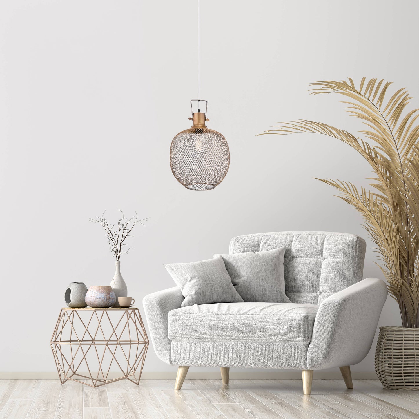 13.5"H Kellem Handcrafted Brass Mesh Pendant Lamp