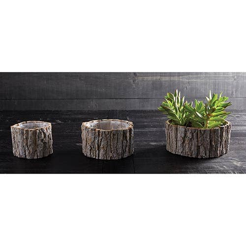 Tree Bark Planters 3pcs