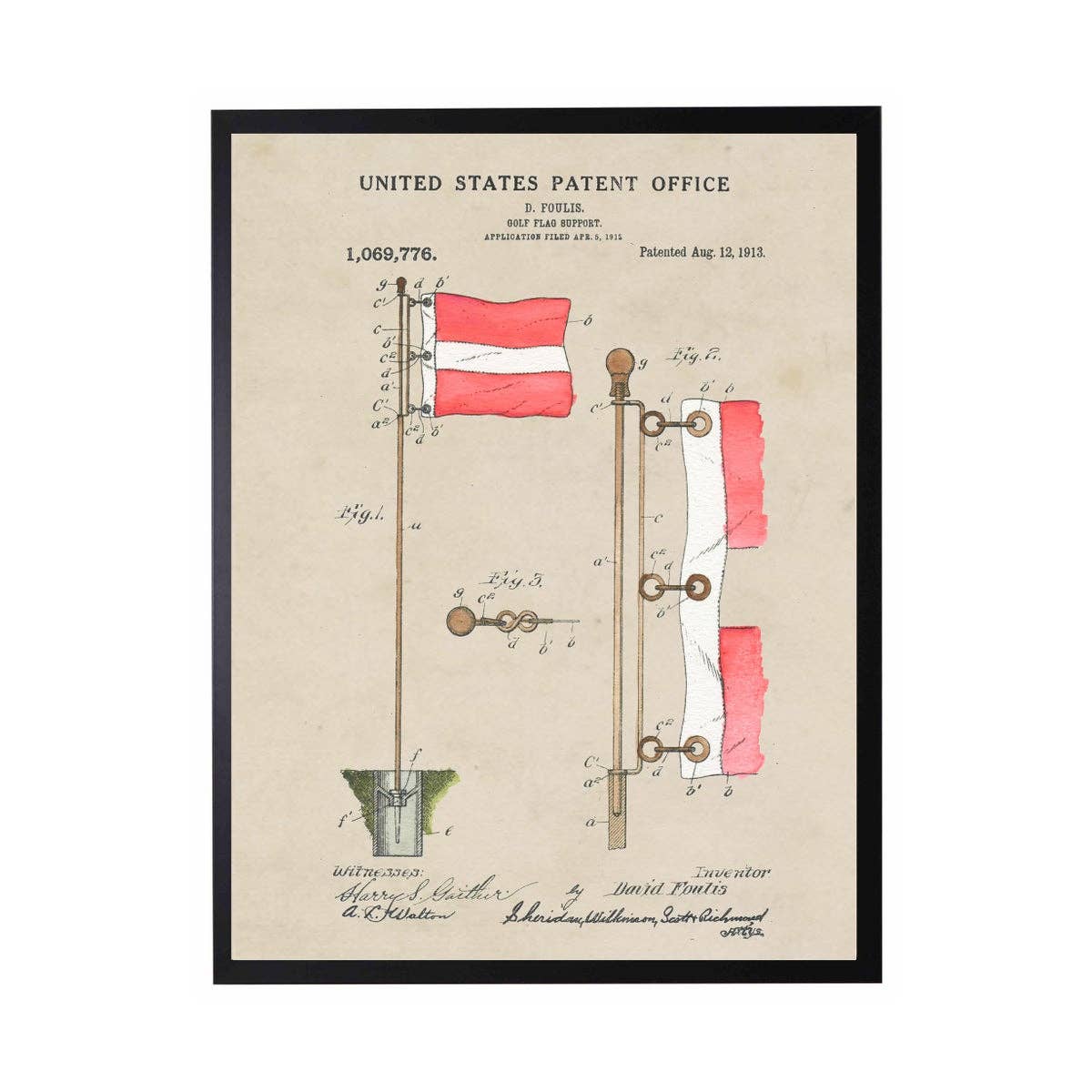 Watercolor Golf Flag Patent