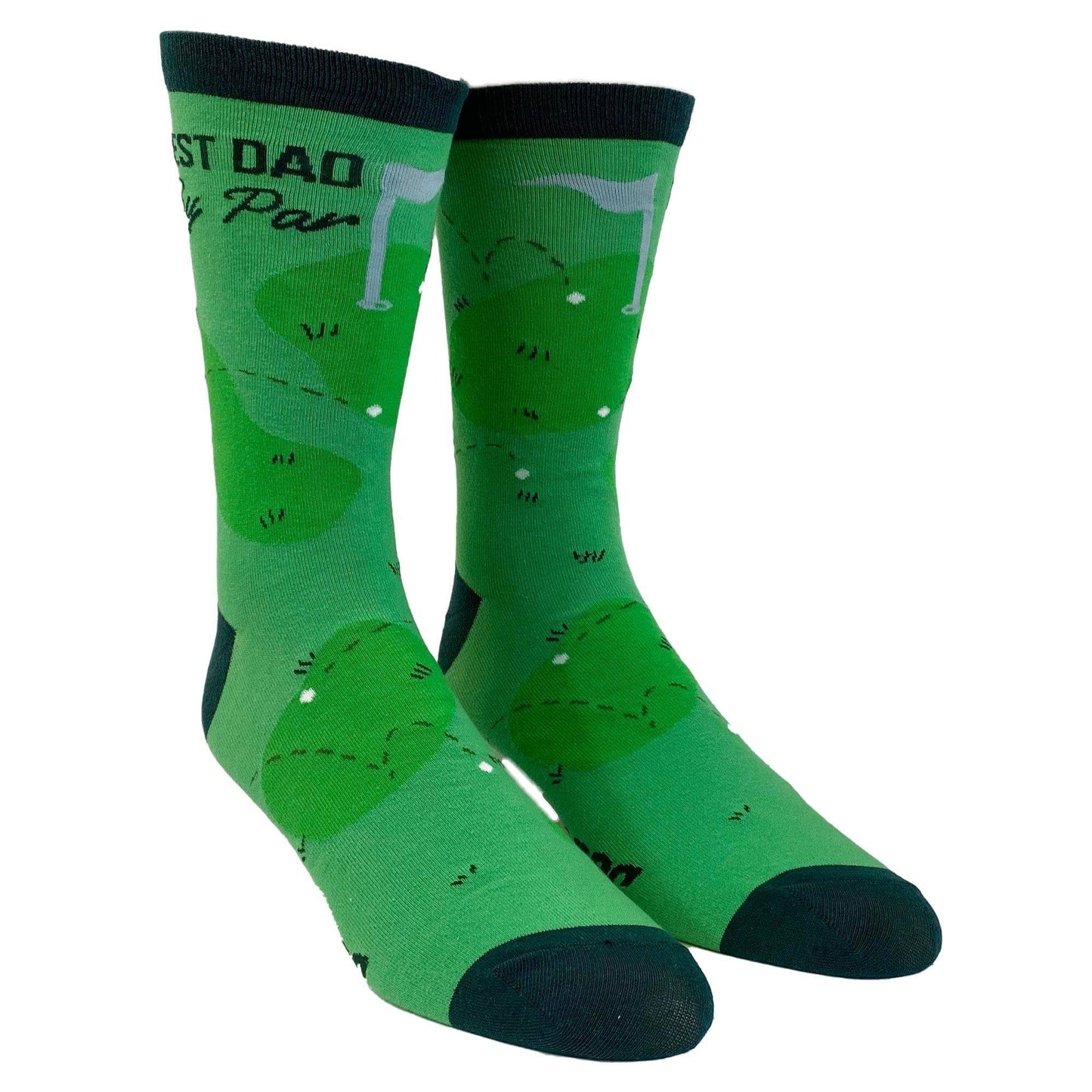 Mens Best Dad By Par Socks Funny Golf Lovers Golfing Sock: Mens (9-11) / Green