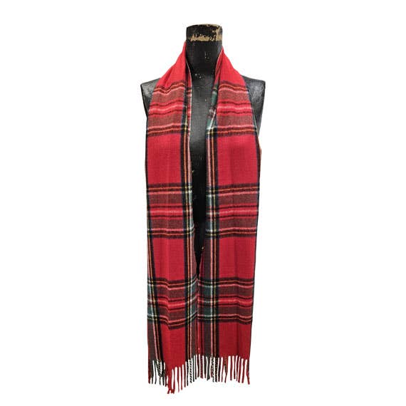 Tartan Plaid Cashmere Touch Muffler scarf with fringe