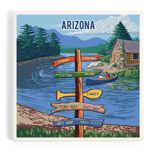 CERAMIC COASTER Arizona, Signpost, River
