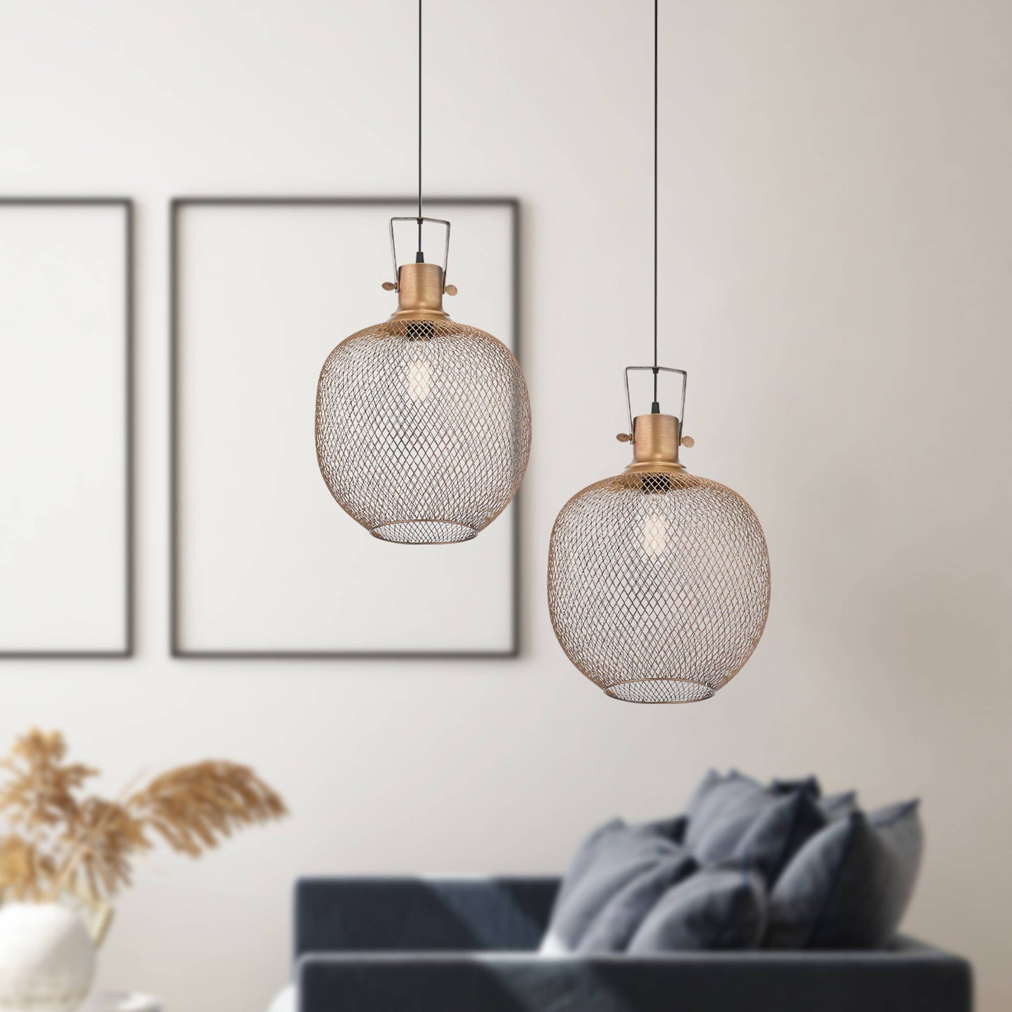 13.5"H Kellem Handcrafted Brass Mesh Pendant Lamp