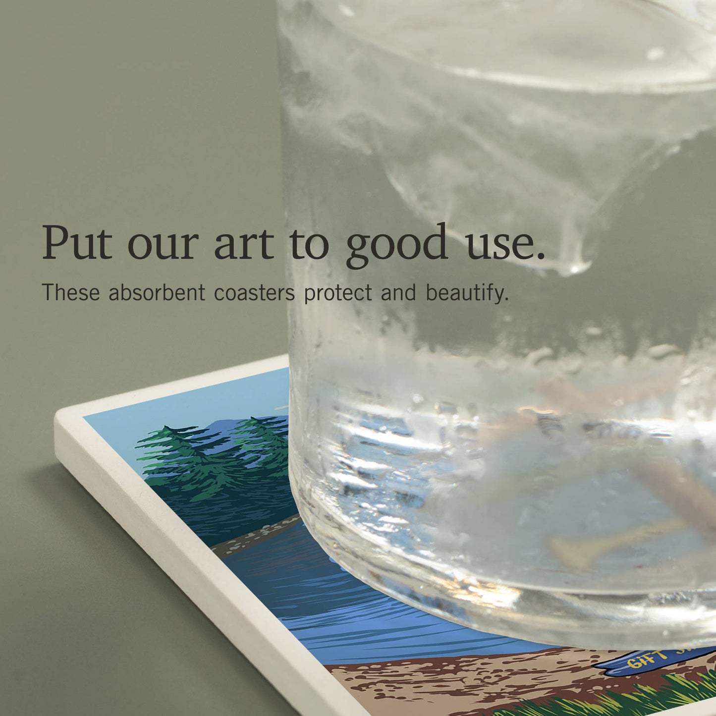 CERAMIC COASTER Arizona, Signpost, River