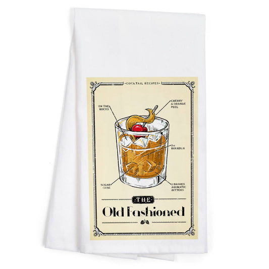 ORGANIC TEA TOWEL Prohibition Cocktail Recipe Old Fashioned