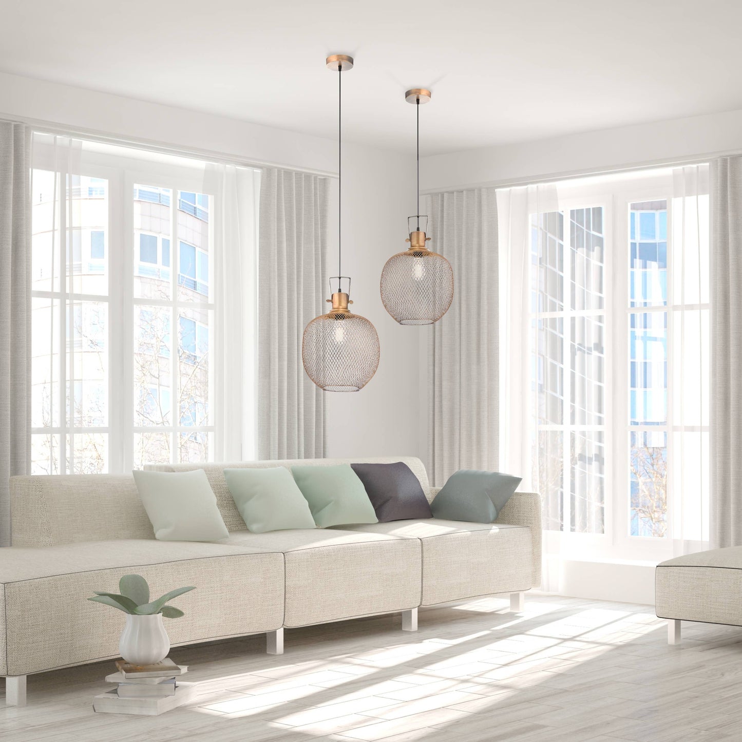 13.5"H Kellem Handcrafted Brass Mesh Pendant Lamp
