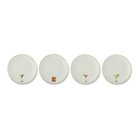 4pk 6" Gold Rim Plates - Classic Cocktails