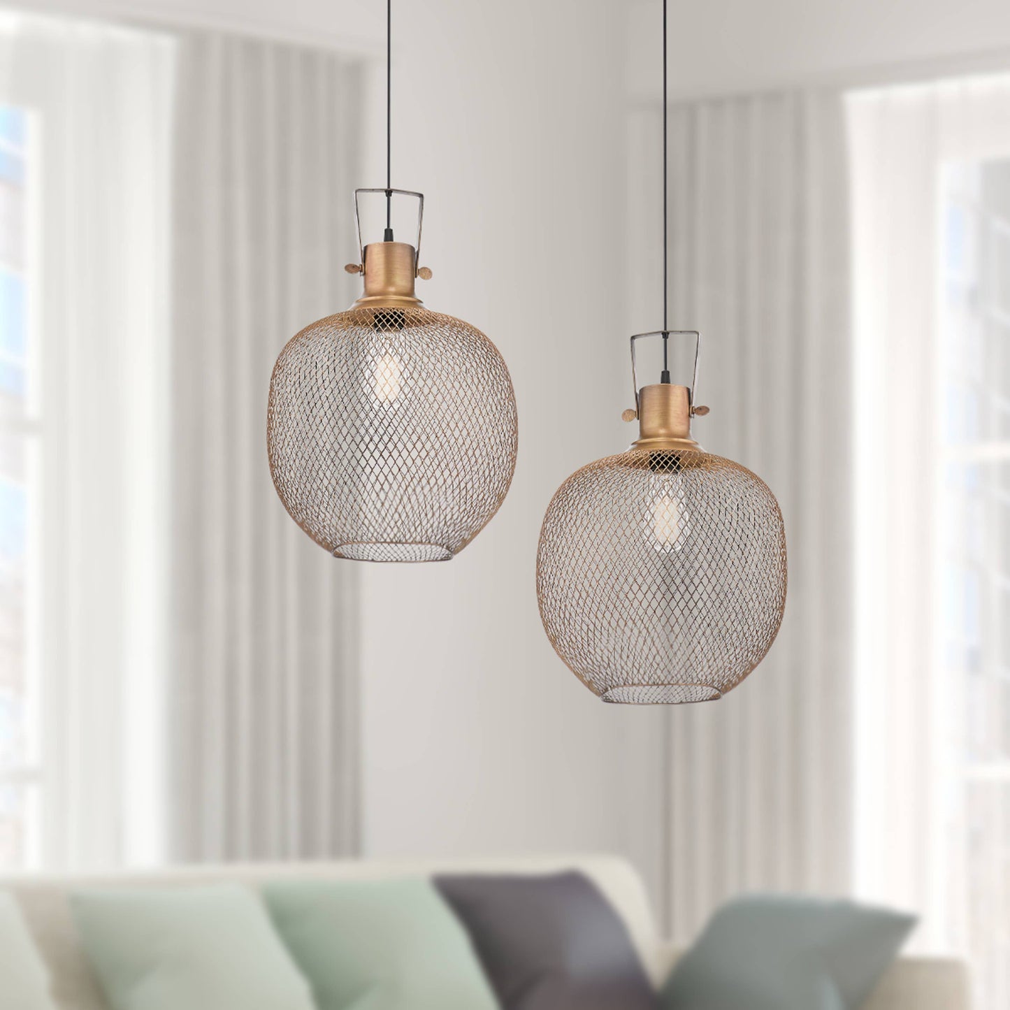 13.5"H Kellem Handcrafted Brass Mesh Pendant Lamp