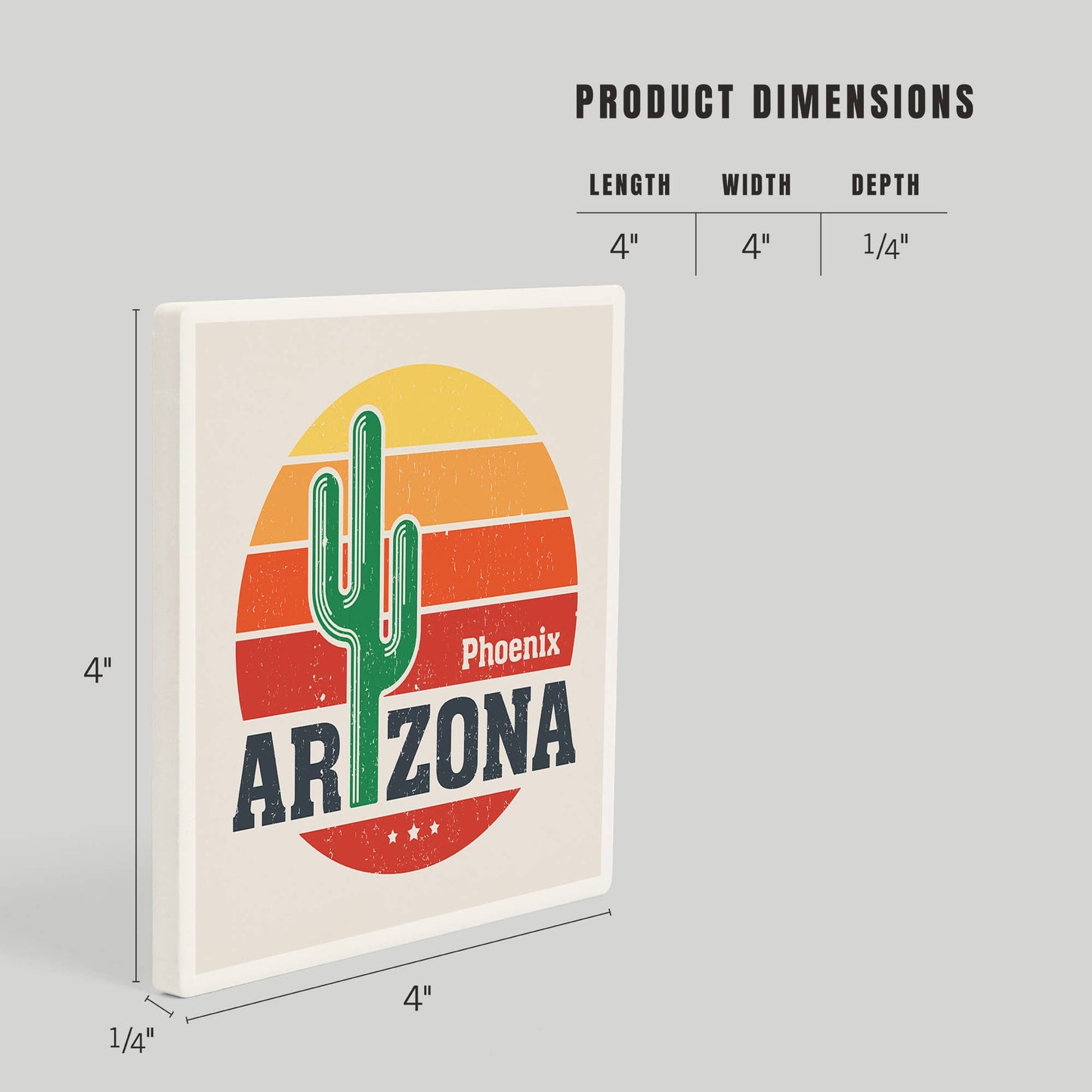 CERAMIC COASTER Phoenix, Arizona, Sun & Cactus