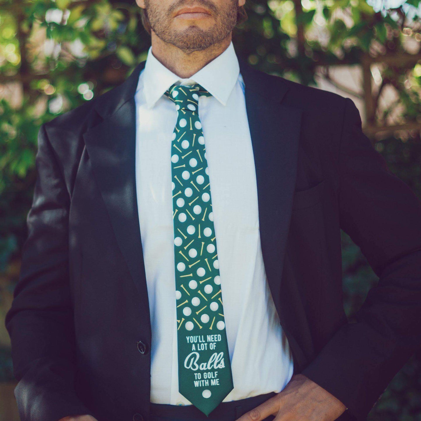 You'll Need A Lot Of Balls To Golf With Me Neck Tie Necktie: One Size / Green