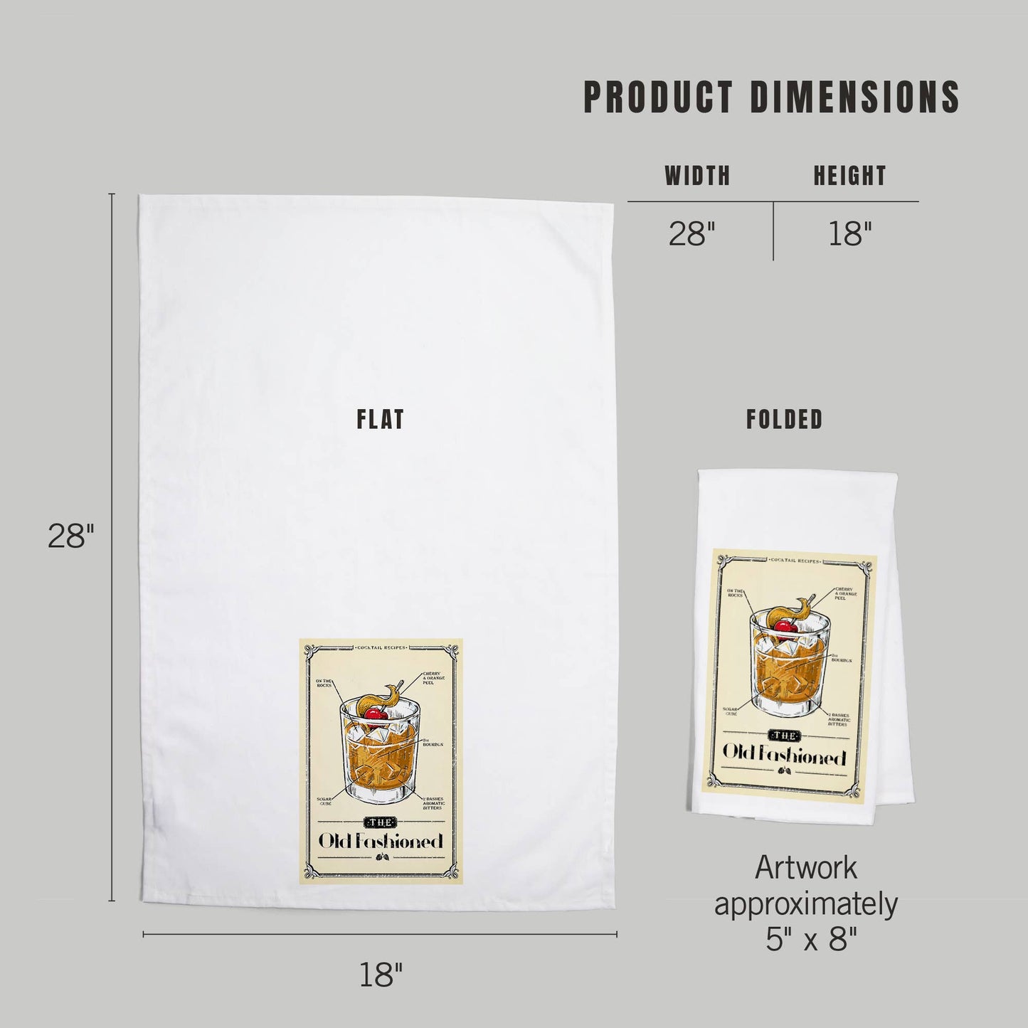 ORGANIC TEA TOWEL Prohibition Cocktail Recipe Old Fashioned
