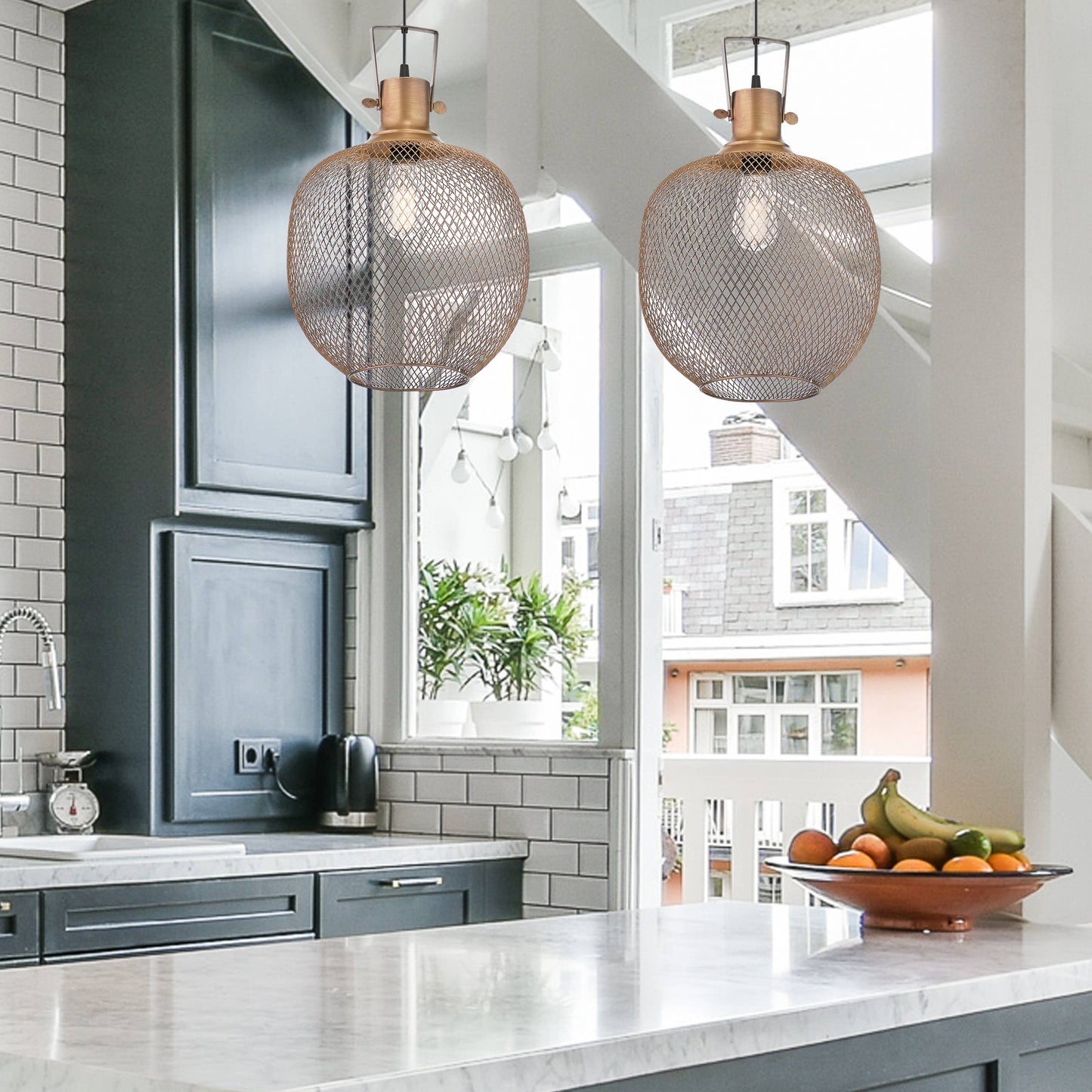 13.5"H Kellem Handcrafted Brass Mesh Pendant Lamp