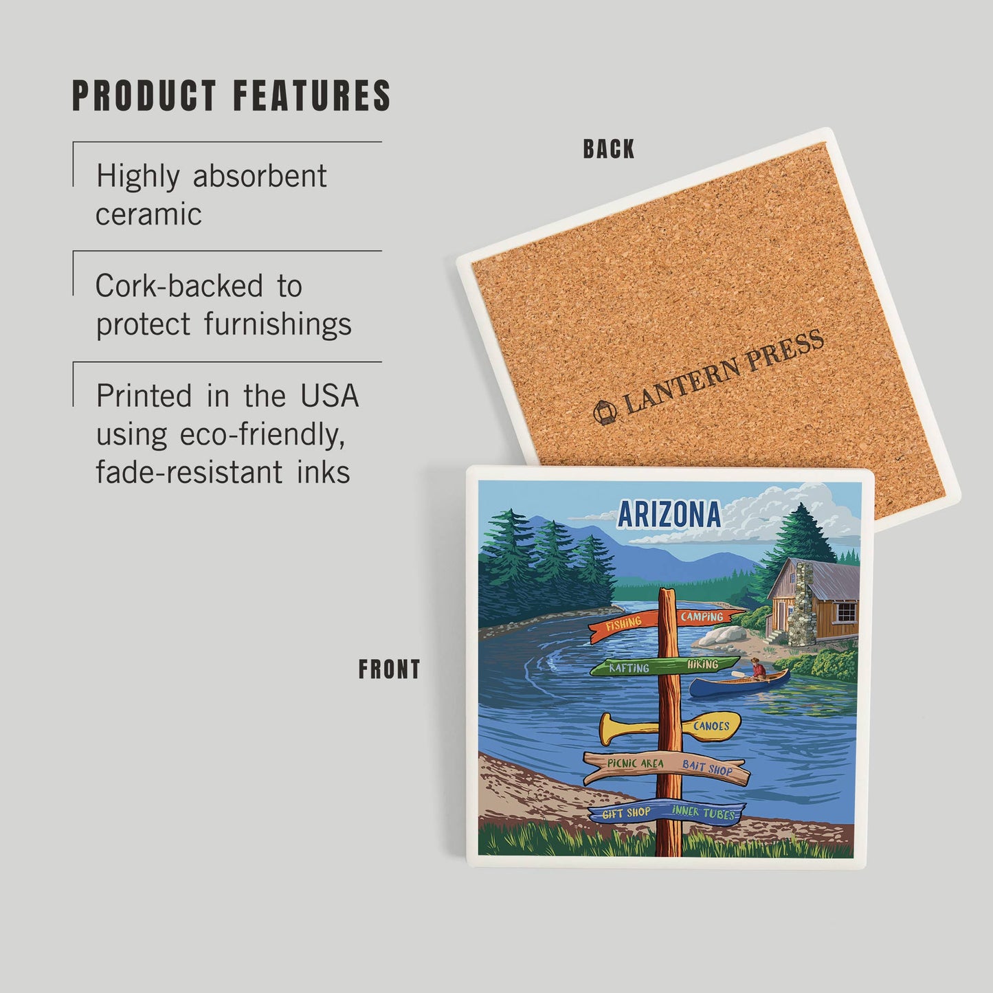 CERAMIC COASTER Arizona, Signpost, River