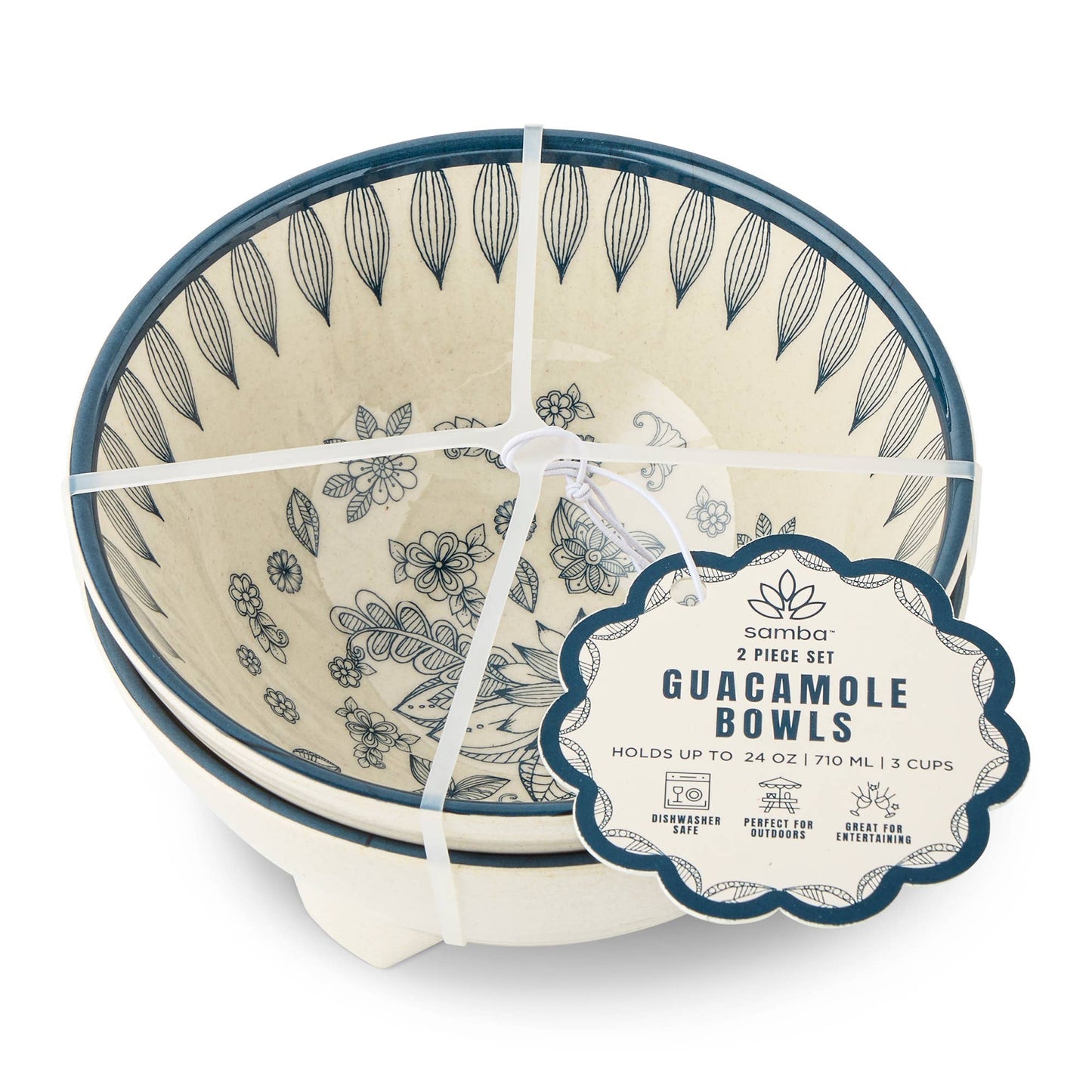 2pk 6" Printed Guacamole Bowls - Global Floral