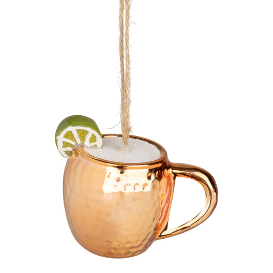 A17643-Glass Moscow mule glass orn, 3 in