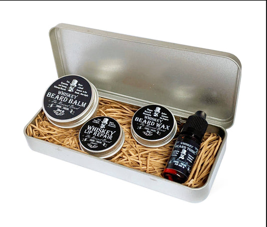 Revered Beard Whiskey Scented Gift Set in Tin