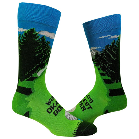 Mens World's Okayest Golfer Socks Golfing Sock Golf Ball: Mens (9-11) / Multi