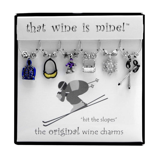 6-Piece Hit the Slopes Painted Wine Charms