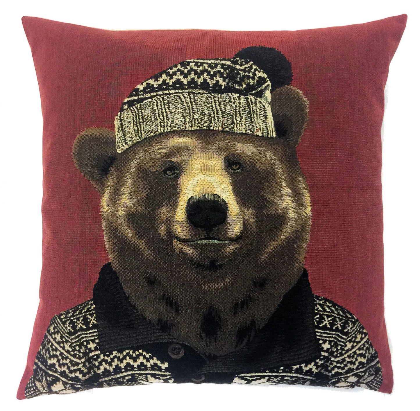 Bear Pillow Cover - Mountain Decor - Woven Throw Pillow