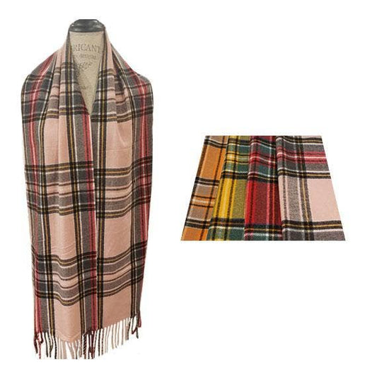 Tartan plaid cashmere touch muffler scarf