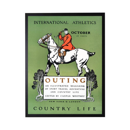 Country Life Vintage Horse Poster In Green: 28" X 22" / Gold With Bead